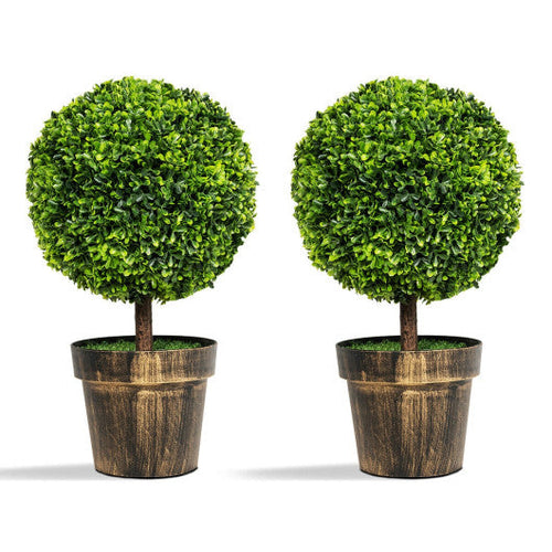 Load image into Gallery viewer, 2 Pieces 24 Inch Artificial Boxwood Topiary Ball Tree for House and Office

