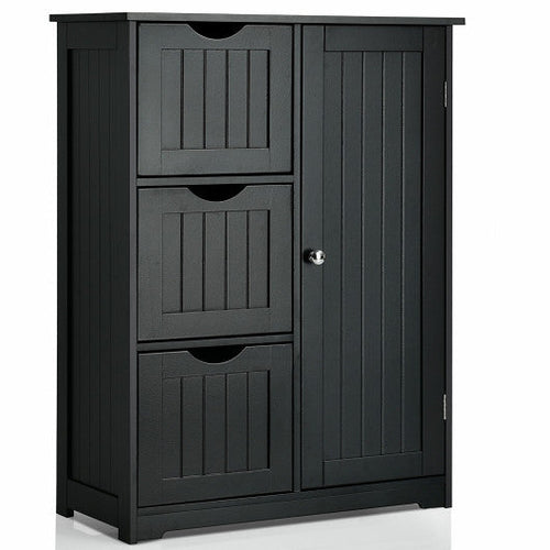 Load image into Gallery viewer, Bathroom Floor Cabinet Side Storage Cabinet with 3 Drawers and 1 Cupboard-Black
