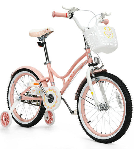 18 Inch Kids Adjustable Bike Toddlers with Training Wheels-Pink