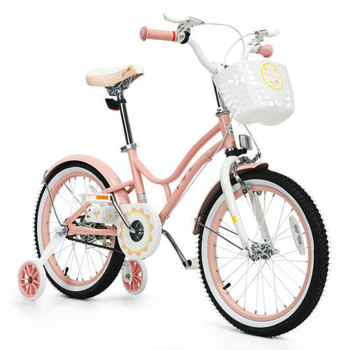 Load image into Gallery viewer, 18 Inch Kids Adjustable Bike Toddlers with Training Wheels-Pink
