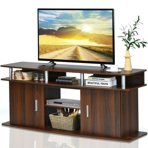 Load image into Gallery viewer, 63 Inch TV Entertainment Console Center with 2 Cabinets-Walnut
