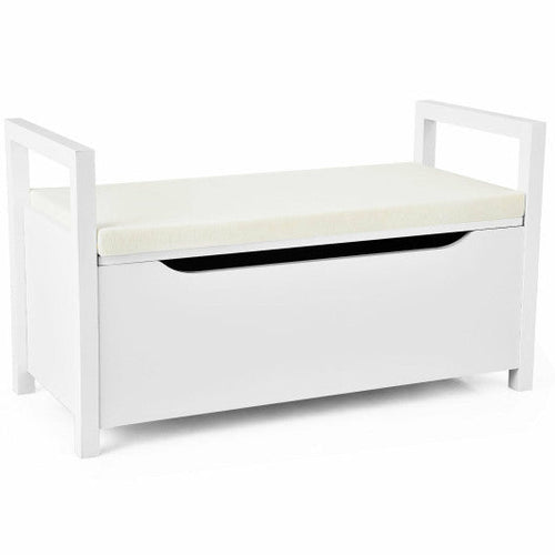 Load image into Gallery viewer, 34.5 ×15.5 ×19.5 Inch Shoe Storage Bench with Cushion Seat for Entryway-White
