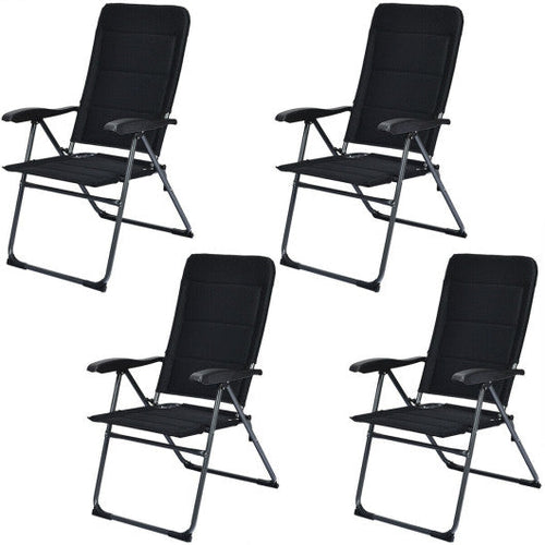 Load image into Gallery viewer, Set of 4 Patio Folding Chairs with Adjustable Backrest-Black
