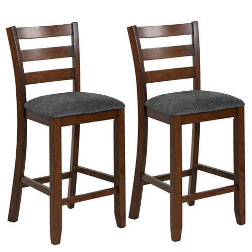 Load image into Gallery viewer, 2 Pieces Counter Height Chairs with Fabric Seat and Rubber Wood Legs
