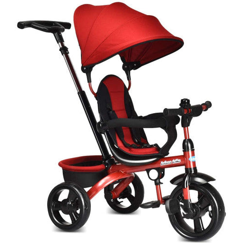 Load image into Gallery viewer, 4-in-1 Kids Tricycle with Adjustable Push Handle-Red
