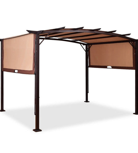 12 x 9 Feet Outdoor Pergola Gazebo with Retractable Canopy Shades