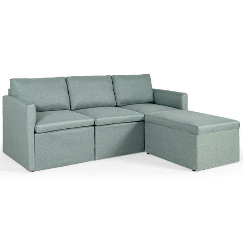 Load image into Gallery viewer, Convertible L-Shaped Sectional Sofa Couch with Reversible Chaise-Green
