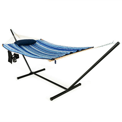 Load image into Gallery viewer, Hammock Chair Stand Set Cotton Swing with Pillow Cup Holder Indoor Outdoor
