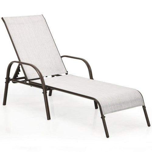 Load image into Gallery viewer, Adjustable Patio Chaise Folding Lounge Chair with Backrest-Gray
