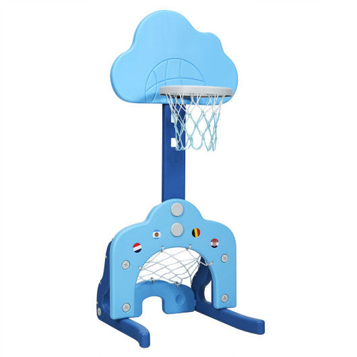 Load image into Gallery viewer, 3-in-1 Kids Basketball Hoop Set with Balls-Blue
