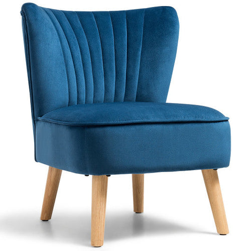 Load image into Gallery viewer, Modern Armless Velvet Accent Chair with Wood Legs-Blue
