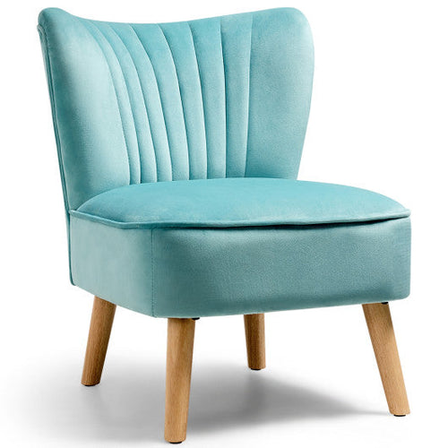 Load image into Gallery viewer, Modern Armless Velvet Accent Chair with Wood Legs-Green
