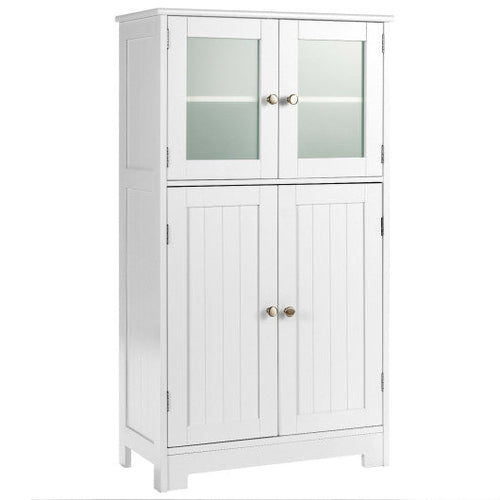 Load image into Gallery viewer, Bathroom Floor Storage Locker Kitchen Cabinet with Doors and Adjustable Shelf-White
