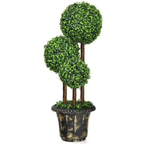 Load image into Gallery viewer, 36-Inch Artificial Topiary Triple Ball Tree for Indoor and Outdoor
