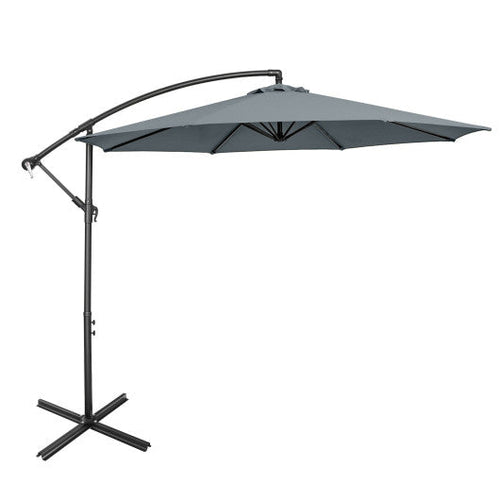 Load image into Gallery viewer, 10 Feet Offset Umbrella with 8 Ribs Cantilever and Cross Base-Gray
