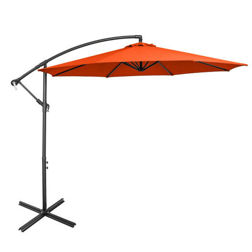 Load image into Gallery viewer, 10 Feet Offset Umbrella with 8 Ribs Cantilever and Cross Base-Orange
