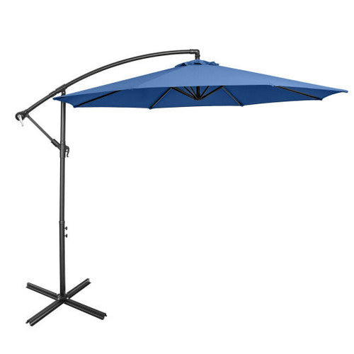 Load image into Gallery viewer, 10 Feet Offset Umbrella with 8 Ribs Cantilever and Cross Base-Blue
