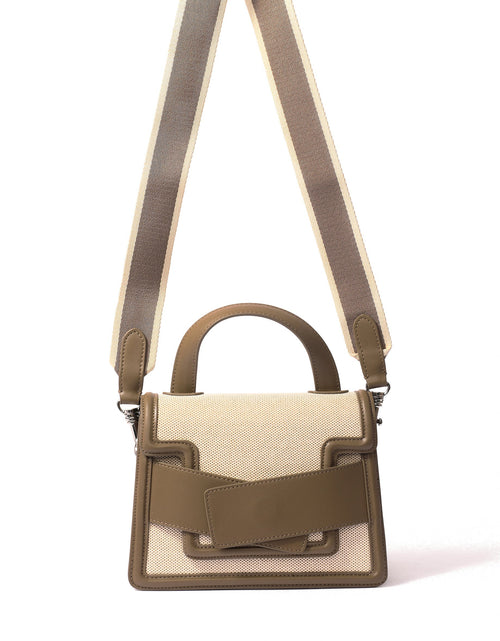 Load image into Gallery viewer, Evelyn Bag in Canvas and Genuine Leather, Gray by Bob Oré
