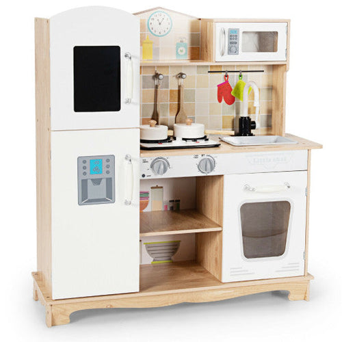 Load image into Gallery viewer, Wooden Kids Pretend Kitchen Playset Cooking Play Toy with Utensils and Sound
