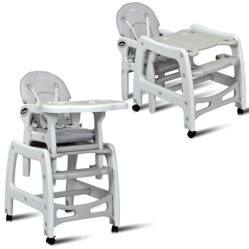Load image into Gallery viewer, 3-in-1 Baby High Chair with Lockable Universal Wheels-Gray
