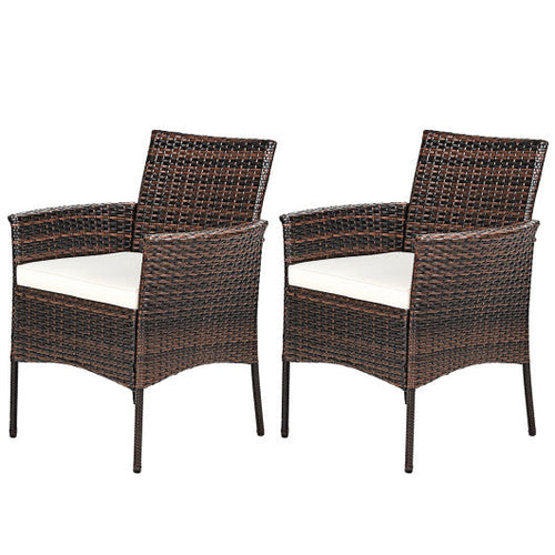 Load image into Gallery viewer, 2 Pieces Outdoor PE Rattan Armchairs with Removable Cushions
