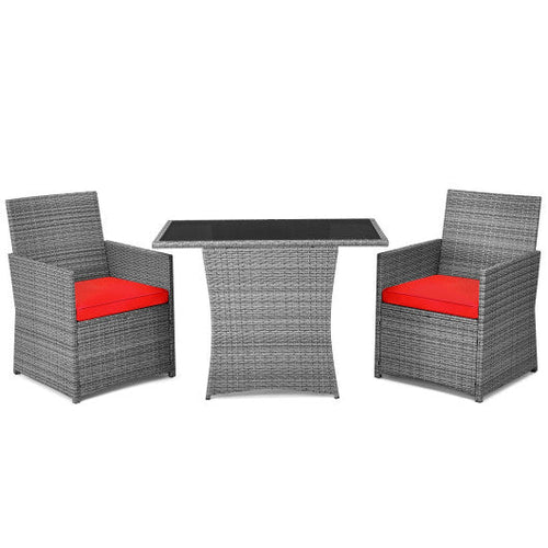 Load image into Gallery viewer, 3 Pieces Patio Rattan Furniture Set with Cushioned Armrest Sofa-Red
