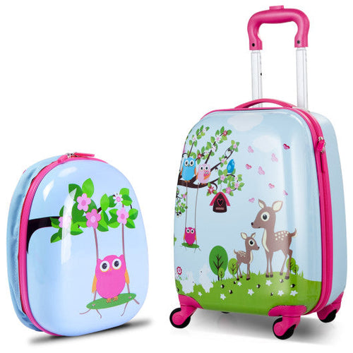 Load image into Gallery viewer, 2 Pieces ABS Kids Suitcase Backpack Luggage Set
