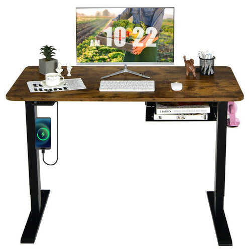 Load image into Gallery viewer, 48-inch Electric Height Adjustable Standing Desk with Control Panel-Rustic Brown

