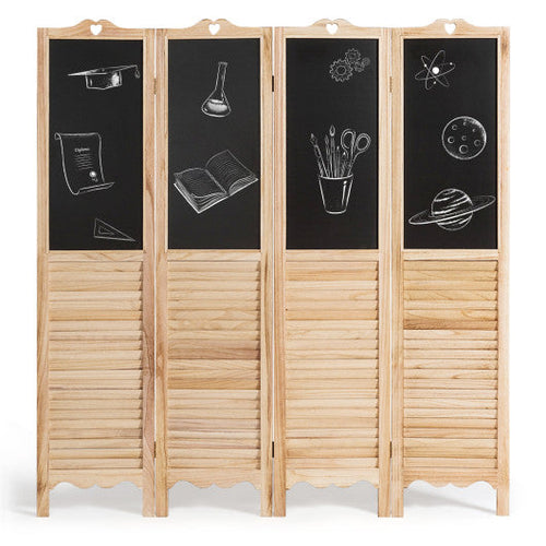 Load image into Gallery viewer, 4-Panel Folding Privacy Room Divider Screen with Chalkboard
