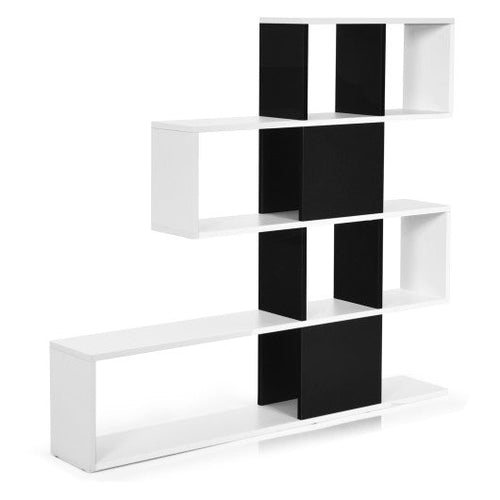 Load image into Gallery viewer, 5-Tier Bookshelf Corner Ladder Bookcase with Storage Rack-Black &amp; White
