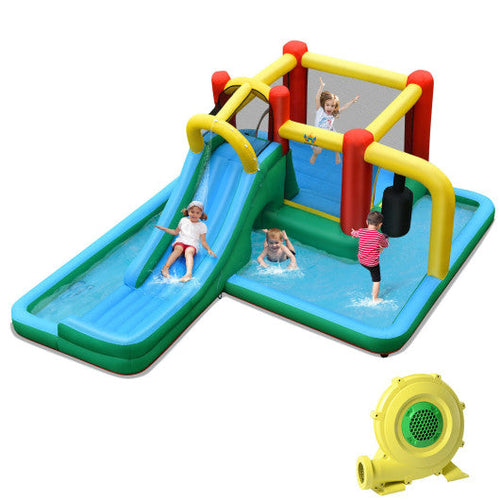 Load image into Gallery viewer, Inflatable Water Slide Climbing Bounce House with Tunnel and 735W Blower
