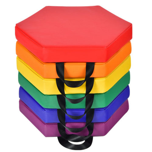 Load image into Gallery viewer, 6 Pieces Multifunctional Hexagon Toddler Floor Cushions Classroom Seating with Handles-Multicolor
