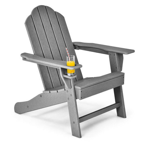 Load image into Gallery viewer, Outdoor Adirondack Chair with Built-in Cup Holder for Backyard Porch-Gray

