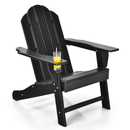 Load image into Gallery viewer, Outdoor Adirondack Chair with Built-in Cup Holder for Backyard Porch-Black
