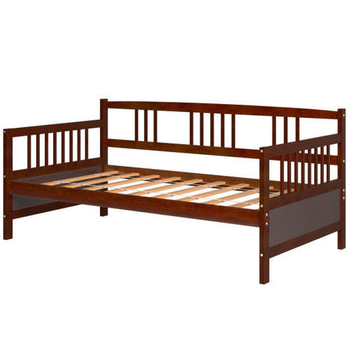 Load image into Gallery viewer, Twin Size Wooden Slats Daybed Bed with Rails-Cherry
