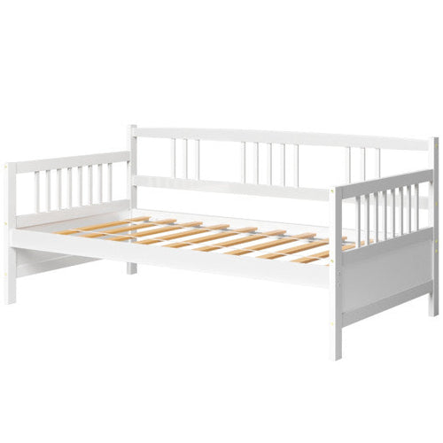 Load image into Gallery viewer, Twin Size Wooden Slats Daybed Bed with Rails-White
