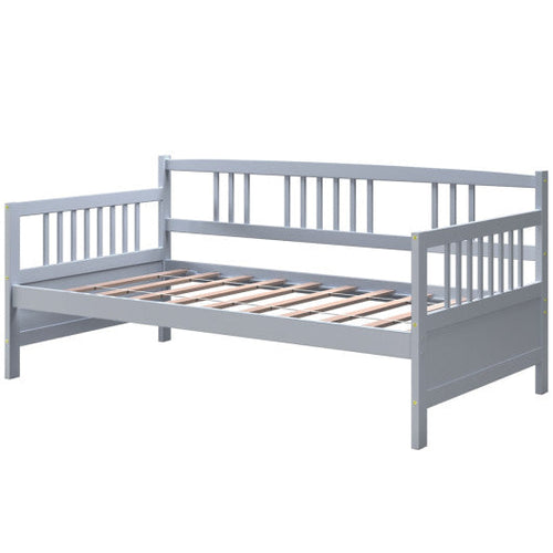Load image into Gallery viewer, Twin Size Wooden Slats Daybed Bed with Rails-Gray
