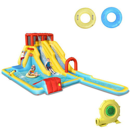 Load image into Gallery viewer, Inflatable Dual Slide Water Park Climbing Bouncer with 735W Air Blower
