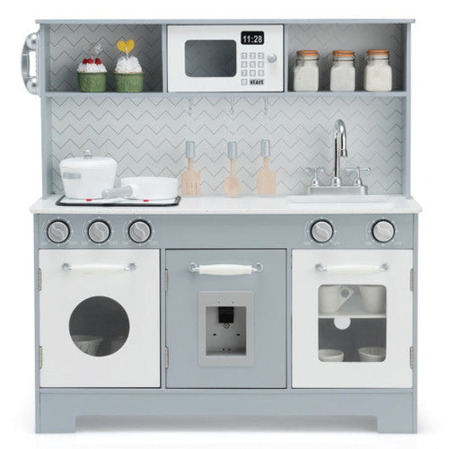 Load image into Gallery viewer, Pretend Play Kitchen Wooden Toy Set for Kids with Realistic Light and Sound
