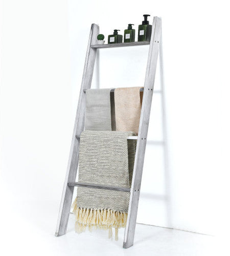 4-Tier Wall Leaning Ladder Shelf Stand-Gray