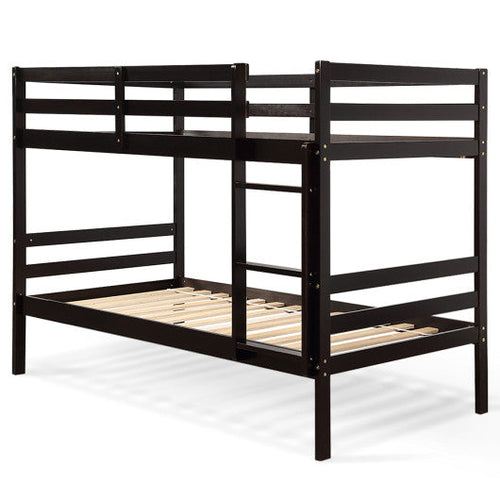 Load image into Gallery viewer, Twin Bunk Bed Children Wooden Bunk Beds Solid Hardwood-Brown
