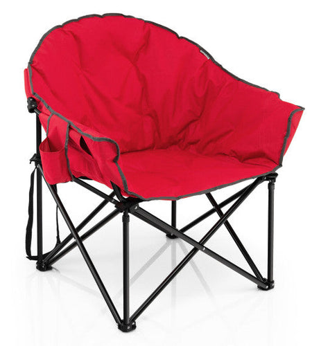 Folding Camping Moon Padded Chair with Carrying Bag-Red