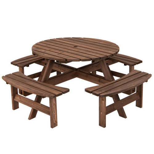 Load image into Gallery viewer, Patio 8 Seat Wood Picnic Dining Seat Bench Set

