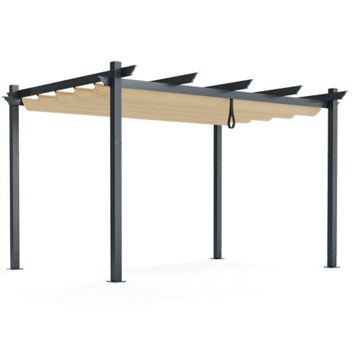 Load image into Gallery viewer, 10 x 13 Feet Outdoor Aluminum Retractable Pergola Canopy Shelter-Beige

