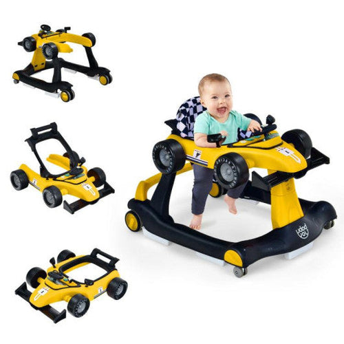 Load image into Gallery viewer, 4-in-1 Foldable Activity Push Walker with Adjustable Height-Yellow
