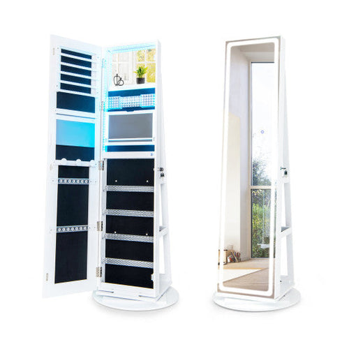 Load image into Gallery viewer, Standing Jewelry Cabinet with Adjustable LED Lights-White
