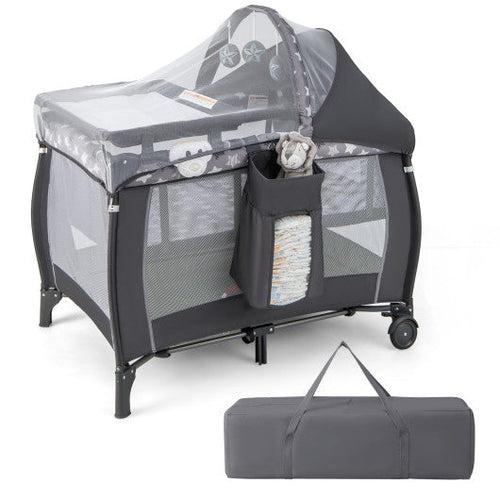 Load image into Gallery viewer, Portable Baby Nursery Center 4-in-1 Portable Travel Crib-Gray
