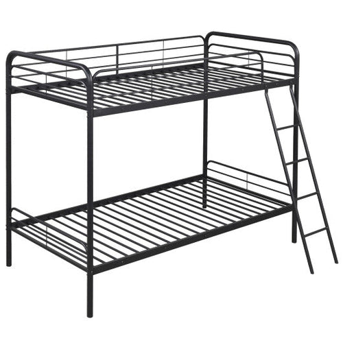 Load image into Gallery viewer, Heavy Duty Metal Bunk Bed with Ladder and Safety Guardrails-Black
