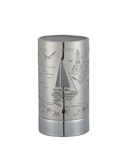 Load image into Gallery viewer, 7" touch lamp-Fragrance Wax Melts Warmer -Electric Candle Essential Oil Burner-Metal Silver Sailboat Table Decor by Peterson Housewares &amp; Artwares
