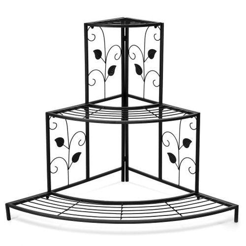 Load image into Gallery viewer, 3 Tier Floral Corner Metal Plant Pot Rack
